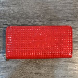 Red Textured Zip Wallet